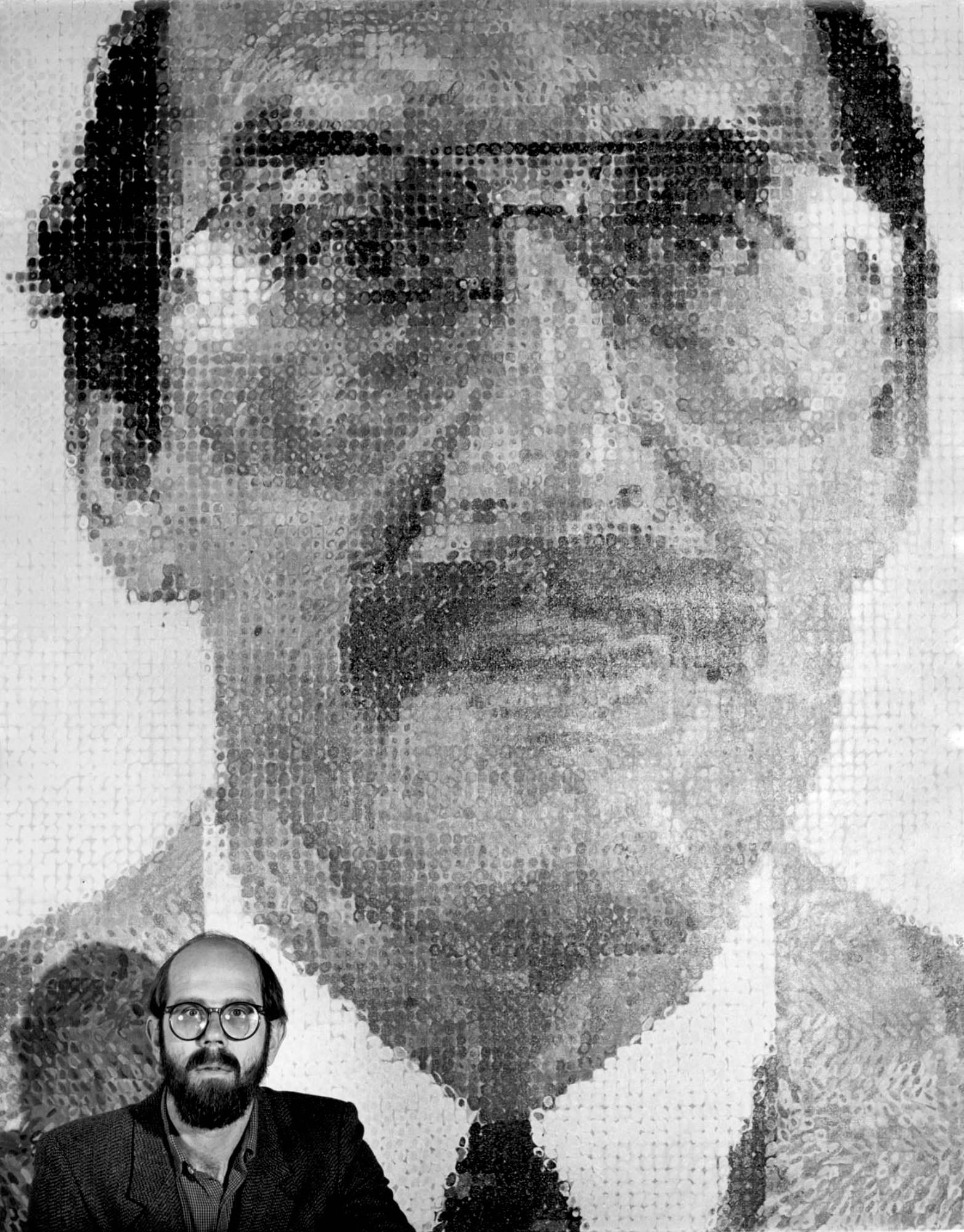 photographie ancienne à la gélatine argentique de 11 x 14 pouces du peintre photoréaliste contemporain Chuck Close, 1981. Signé au verso de l'épreuve par Jack Mitchell. Vient directement des archives de Jack Mitchell avec un certificat