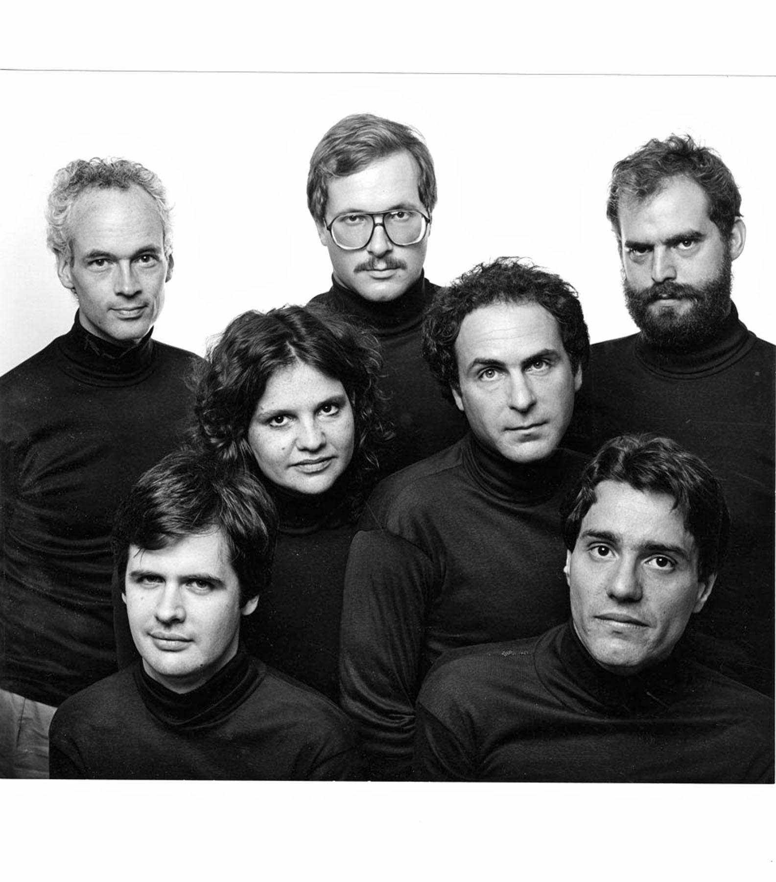Jack Mitchell Black and White Photograph -  Playwrights Reynolds, Durang, Lapine, Tally, Wasserstein, Finn, and Inaurato