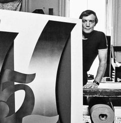 Pop Artist Jack Brusca in his Manhattan studio, signed by Jack Mitchell