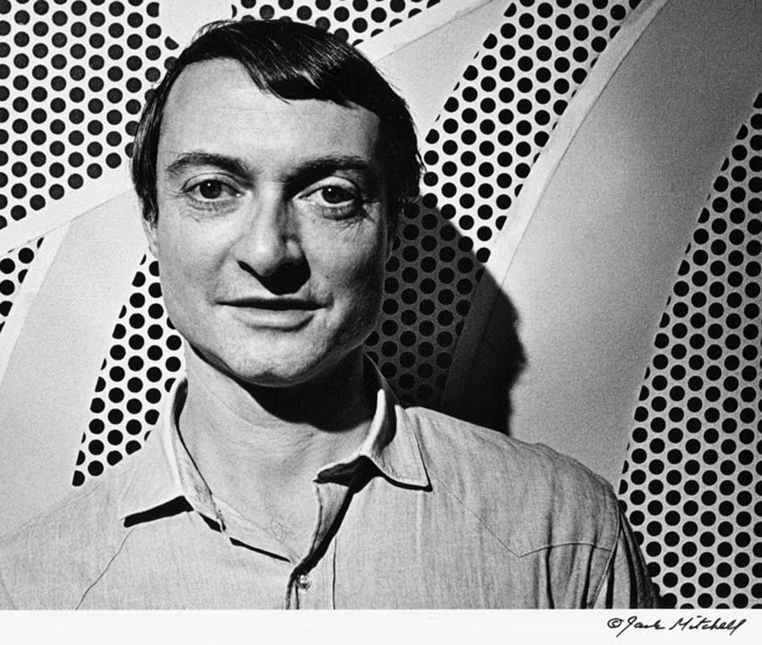 El artista pop Roy Lichtenstein en su estudio de Nueva York, firmado por Jack Mitchell en venta 1