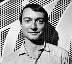 Pop artist Roy Lichtenstein in his NYC studio, signed By Jack Mitchell