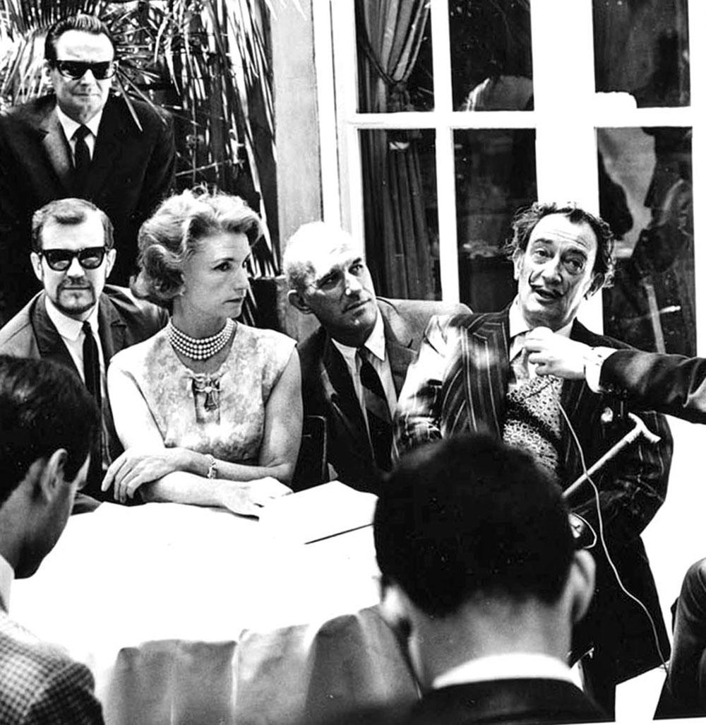 Rebekah Harkness & Salvador Dali holding a press conference, Bacelona Spain - Photograph by Jack Mitchell