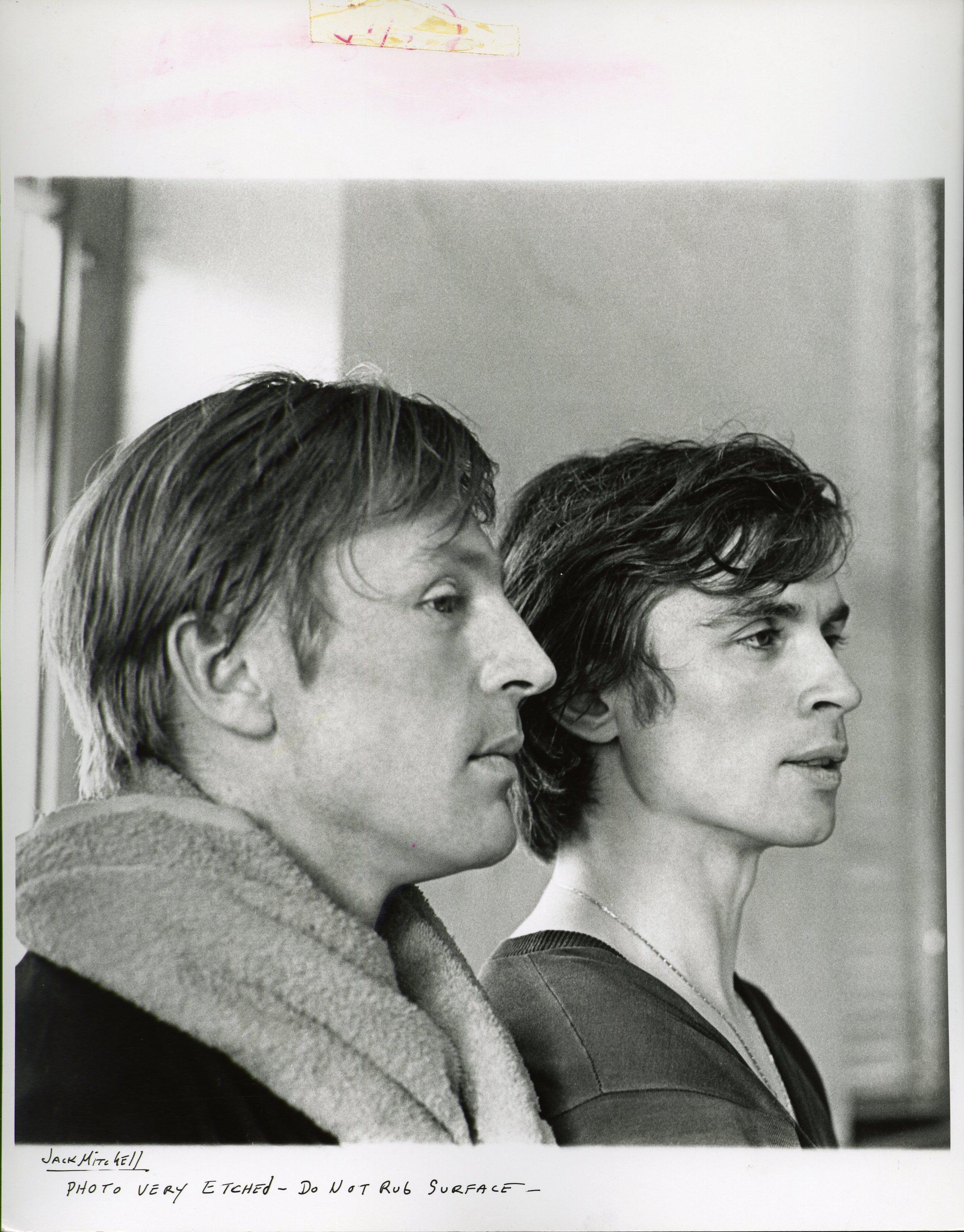 Jack Mitchell Black and White Photograph - Rudolf Nureyev and Erik Bruhn photographed rehearsing, Dance Magazine Cover Shot