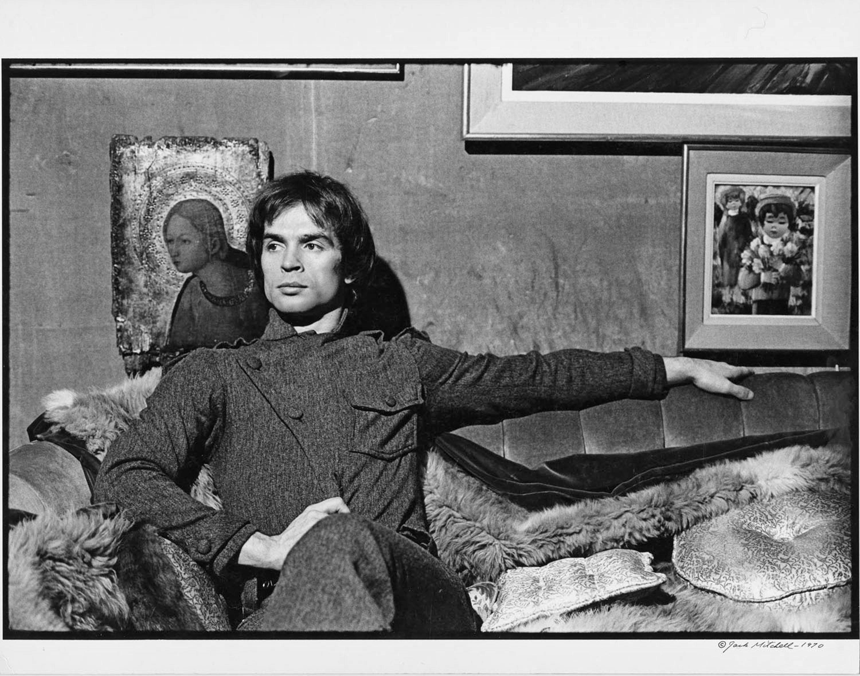 Jack Mitchell Portrait Photograph - Rudolf Nureyev photographed at his friend's apartment, 1970 