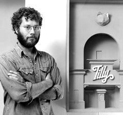 Sculptor Cletus Johnson in his New York Studio with his work