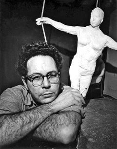 Vintage Sculptor George Segal in his New York studio, signed by Jack Mitchell