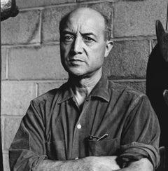 Sculptor Isamu Noguchi in his NYC studio, signed By Jack Mitchell