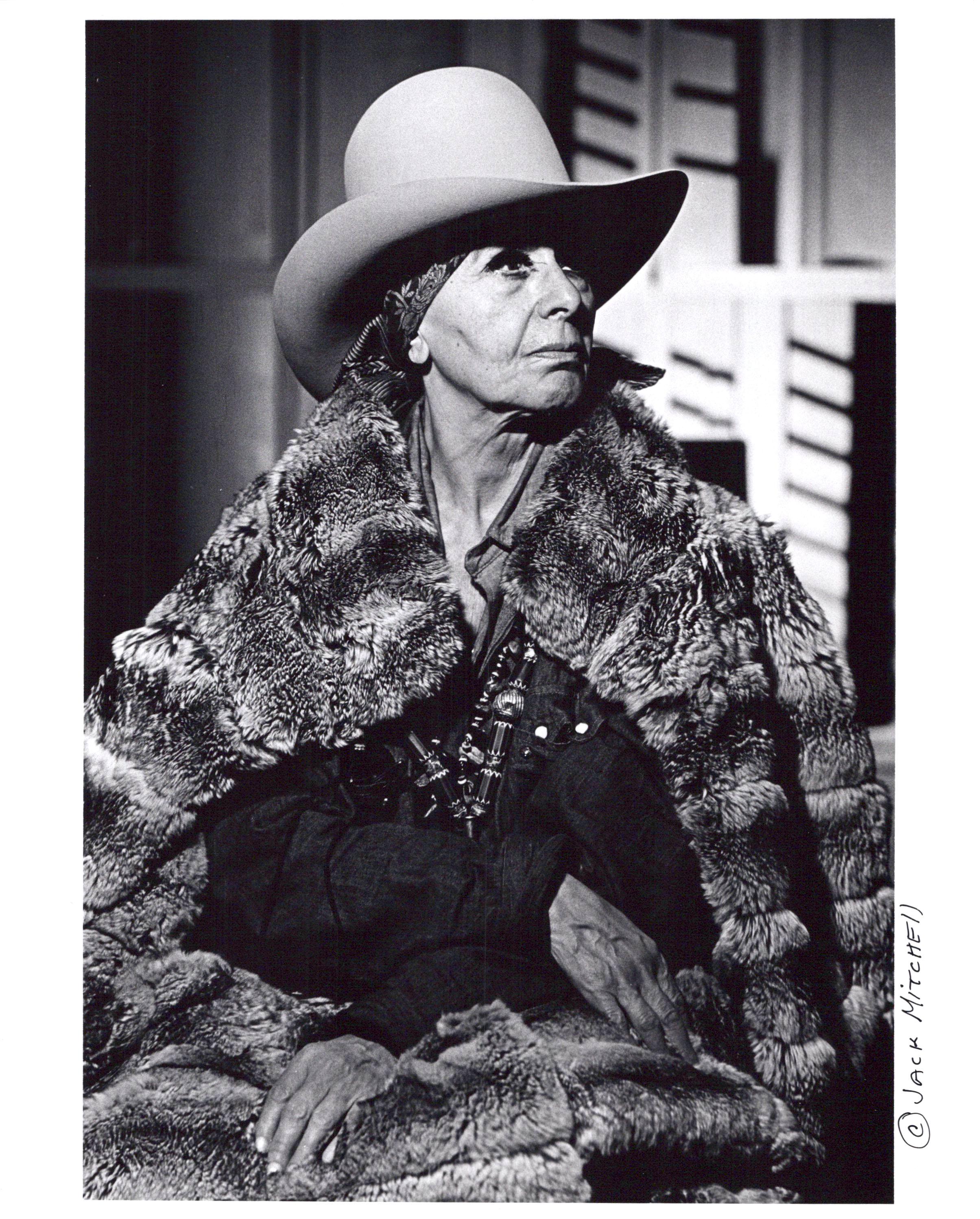 Jack Mitchell Black and White Photograph - Sculptor Louise Nevelson photographed in her New York City studio