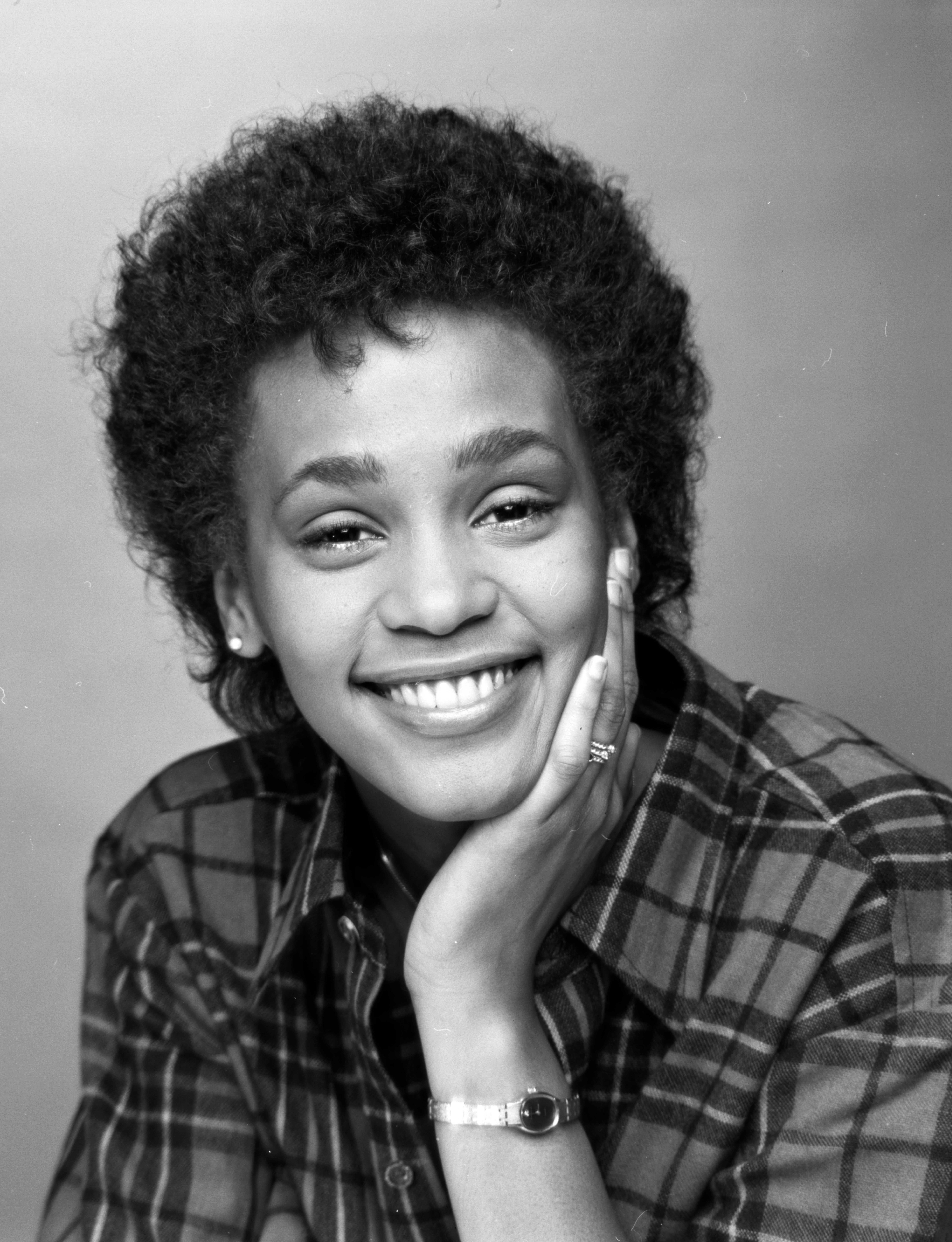 Jack Mitchell Black and White Photograph - Singer Whitney Houston when she was a senior in high school, first photo session