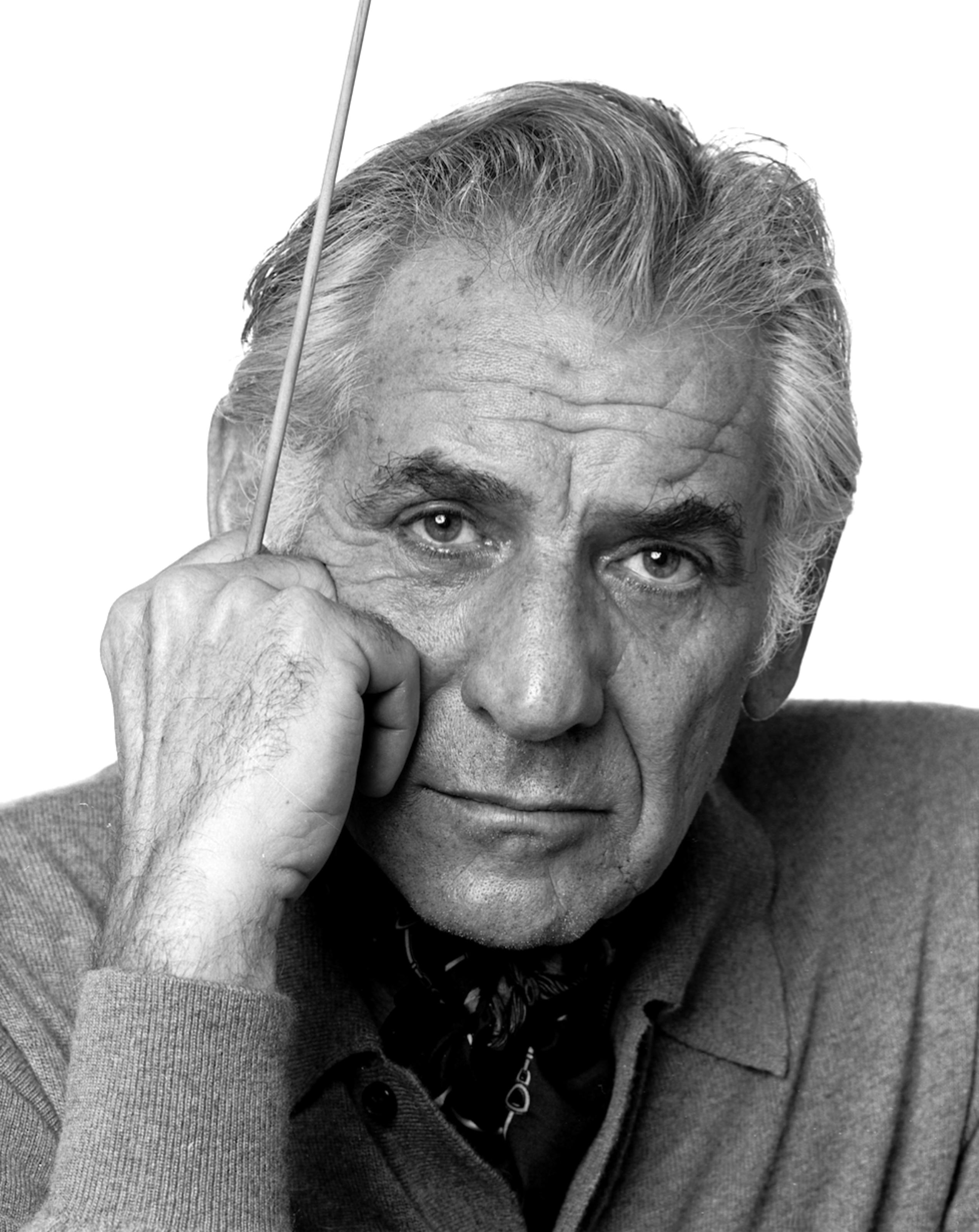 Framed Composer Leonard Bernstein Vintage Signed Photo - Photograph by Jack Mitchell