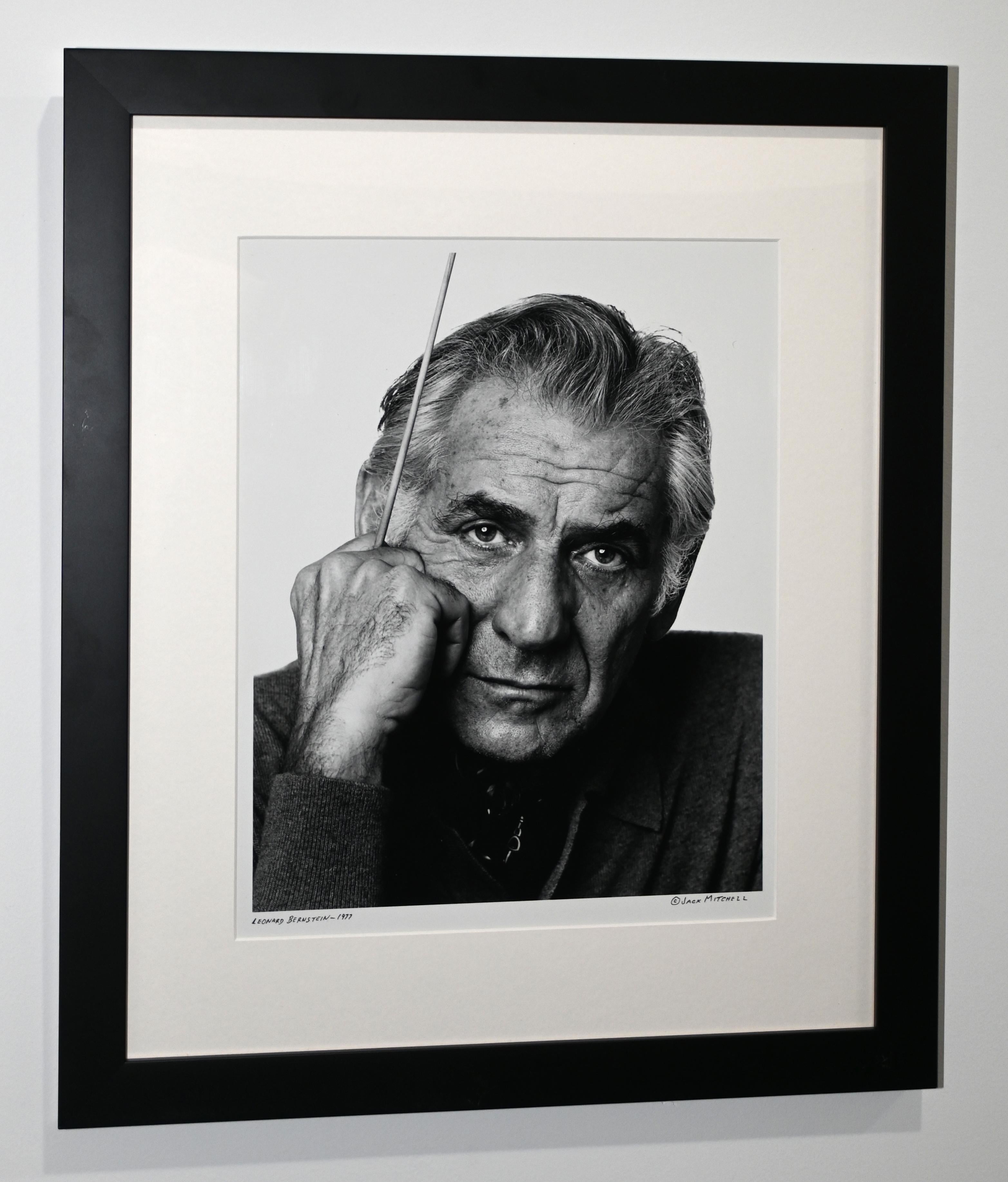 Jack Mitchell Black and White Photograph - Framed Composer Leonard Bernstein Vintage Signed Photo