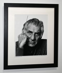 Framed Composer Leonard Bernstein Vintage Signed Photo