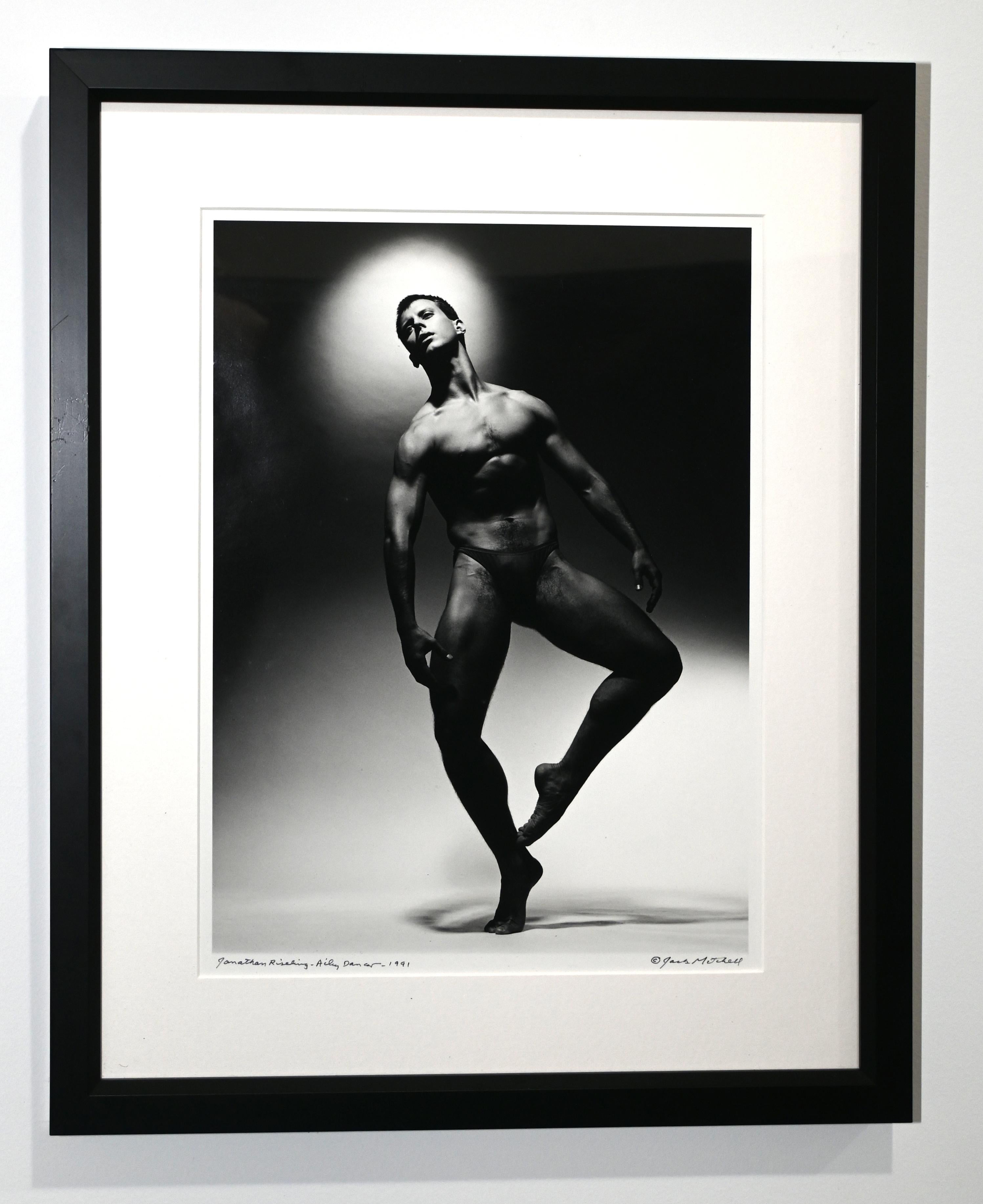 Jack Mitchell Black and White Photograph - Framed Dancer Jonathan Reisling Vintage Signed Photo