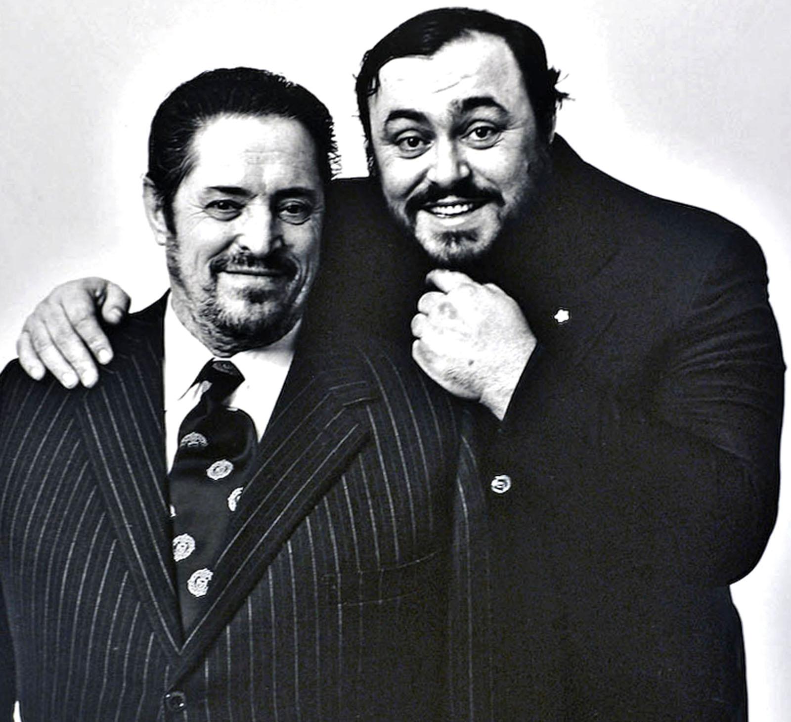 Tenor Luciano Pavarotti with his father Fernando - Photograph by Jack Mitchell