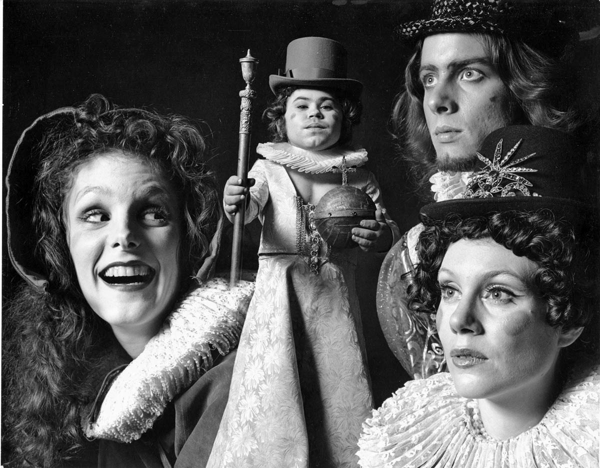 Jack Mitchell Black and White Photograph - The cast of 'Elizabeth I' on Broadway, with Ruby Lynn Reyner, Hervé Villechaize
