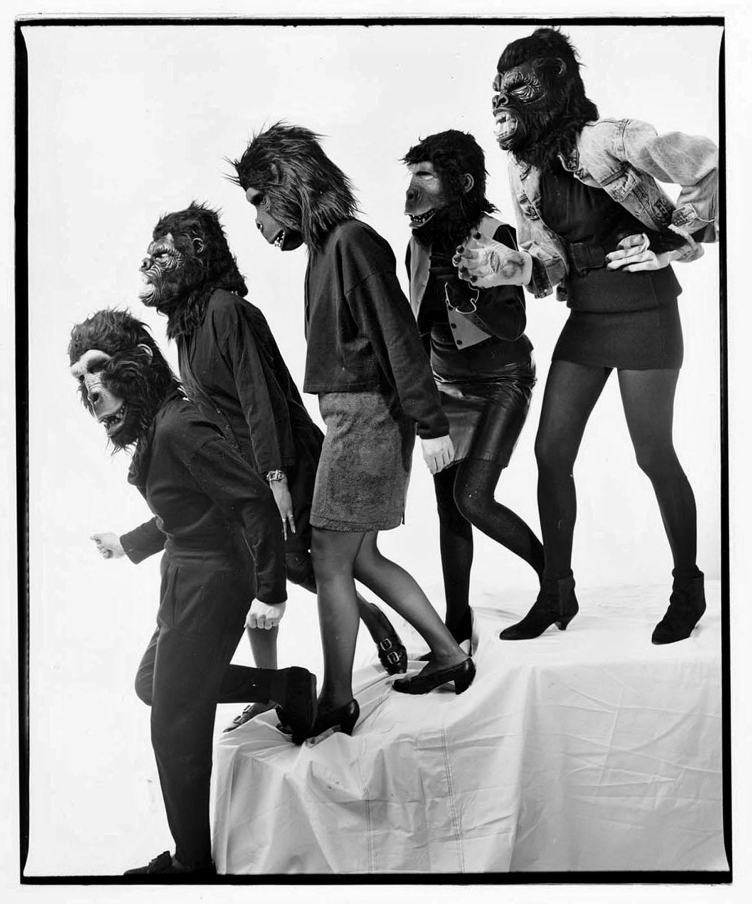 Jack Mitchell Black and White Photograph - The Guerrilla Girls, anonymous feminist, female activist artist group