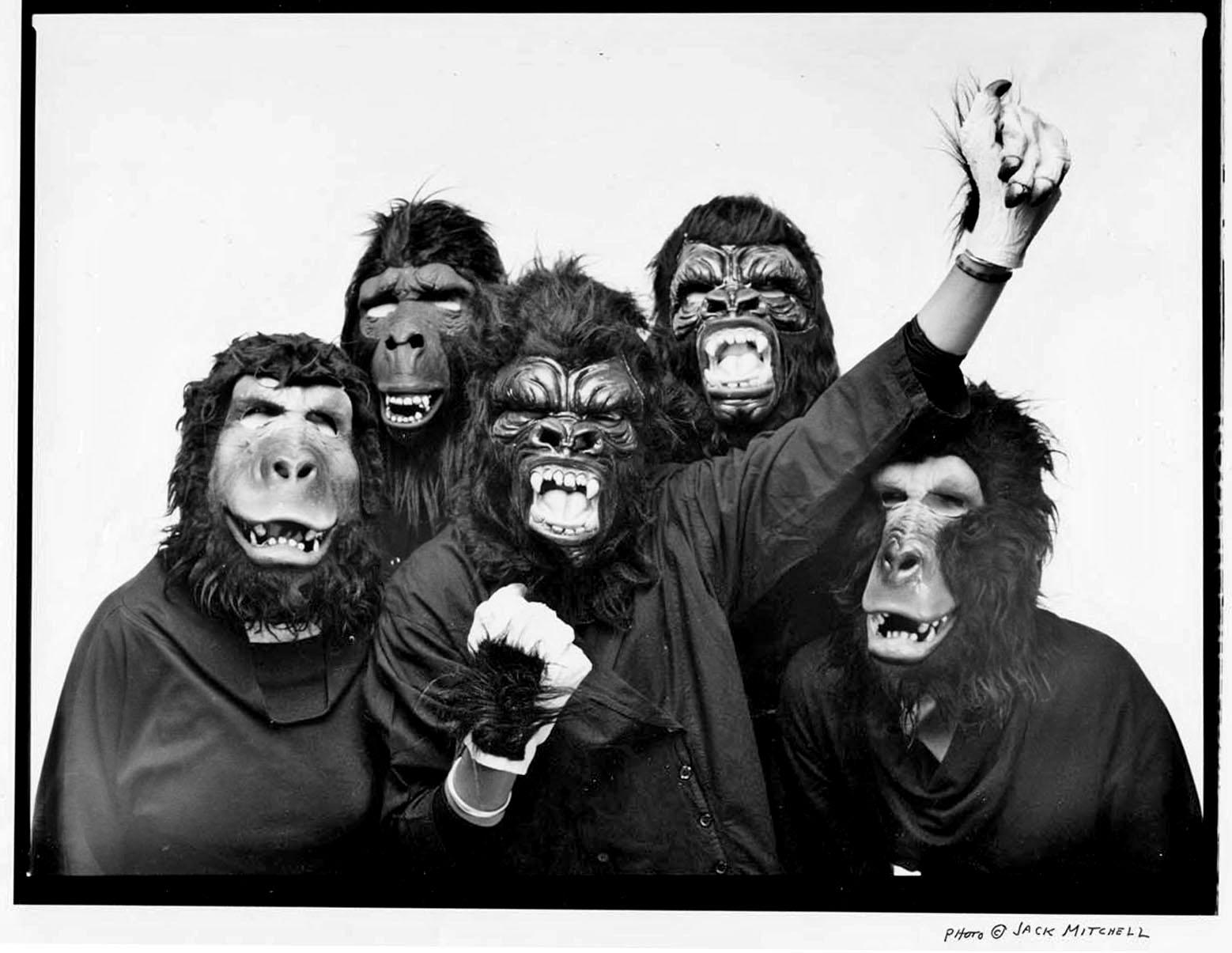 Jack Mitchell Black and White Photograph - The Guerrilla Girls, anonymous feminist, female activist artist group