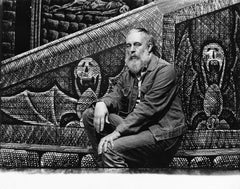 Retro Tony Award-winning artist Edward Gorey on his set for Broadway's 'Dracula'