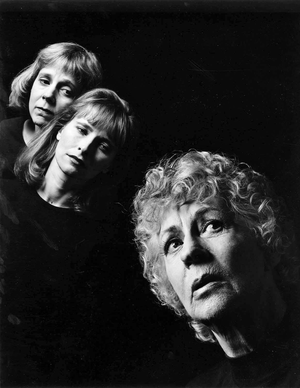 Jack Mitchell Black and White Photograph - Uta Hagen, Amy Wright, and Laila Robins for 'Mrs. Klein' Broadway Play