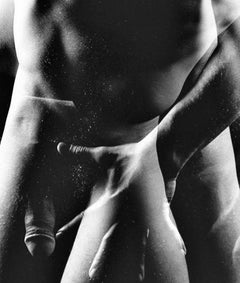 Vintage multiple exposure male nude, signed by Jack Mitchell