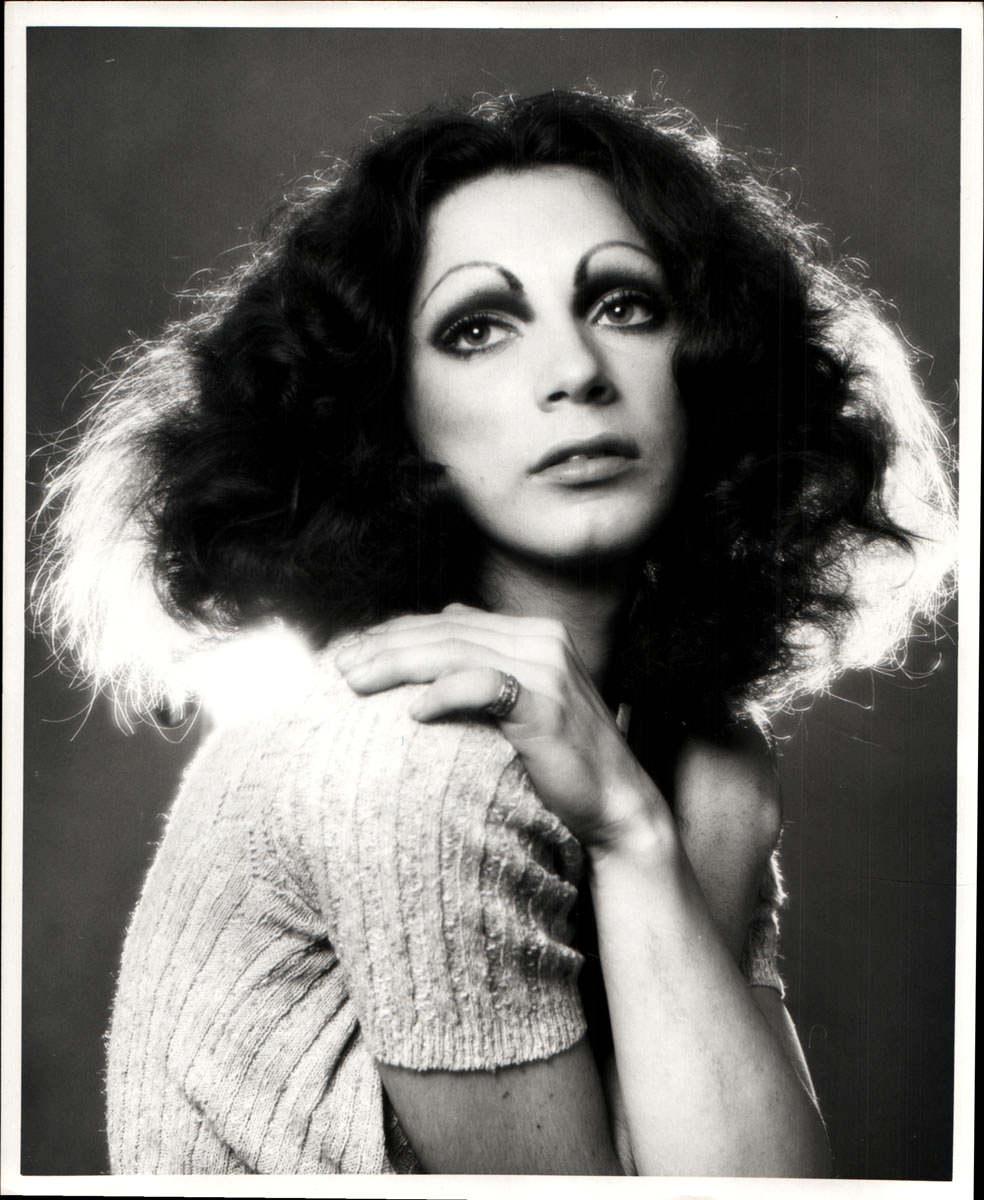 Jack Mitchell Black and White Photograph - Warhol Superstar Holly Woodlawn, studio portrait retouched for publication