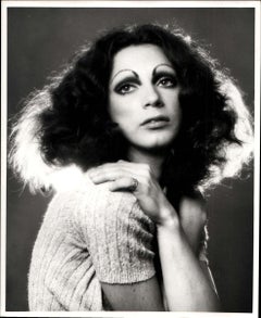 Vintage Warhol Superstar Holly Woodlawn, studio portrait retouched for publication