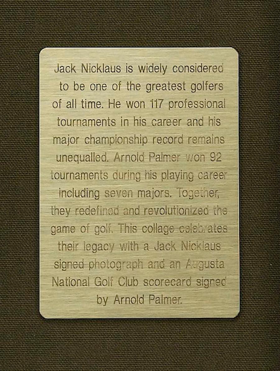 Jack Nicklaus and Arnold Palmer Signed Collage In Good Condition In Colorado Springs, CO