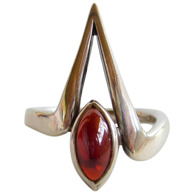 Women's Jack Nutting Garnet Sterling Silver California Modernist Ring