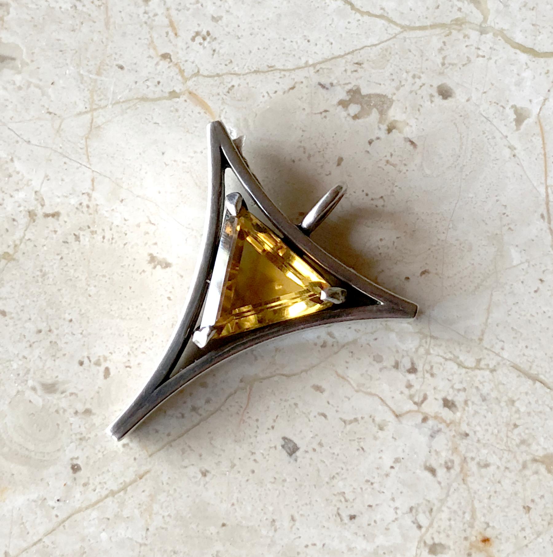 Jack Nutting Topaz Quartz Sterling Silver California Modernist Pendant In New Condition In Palm Springs, CA