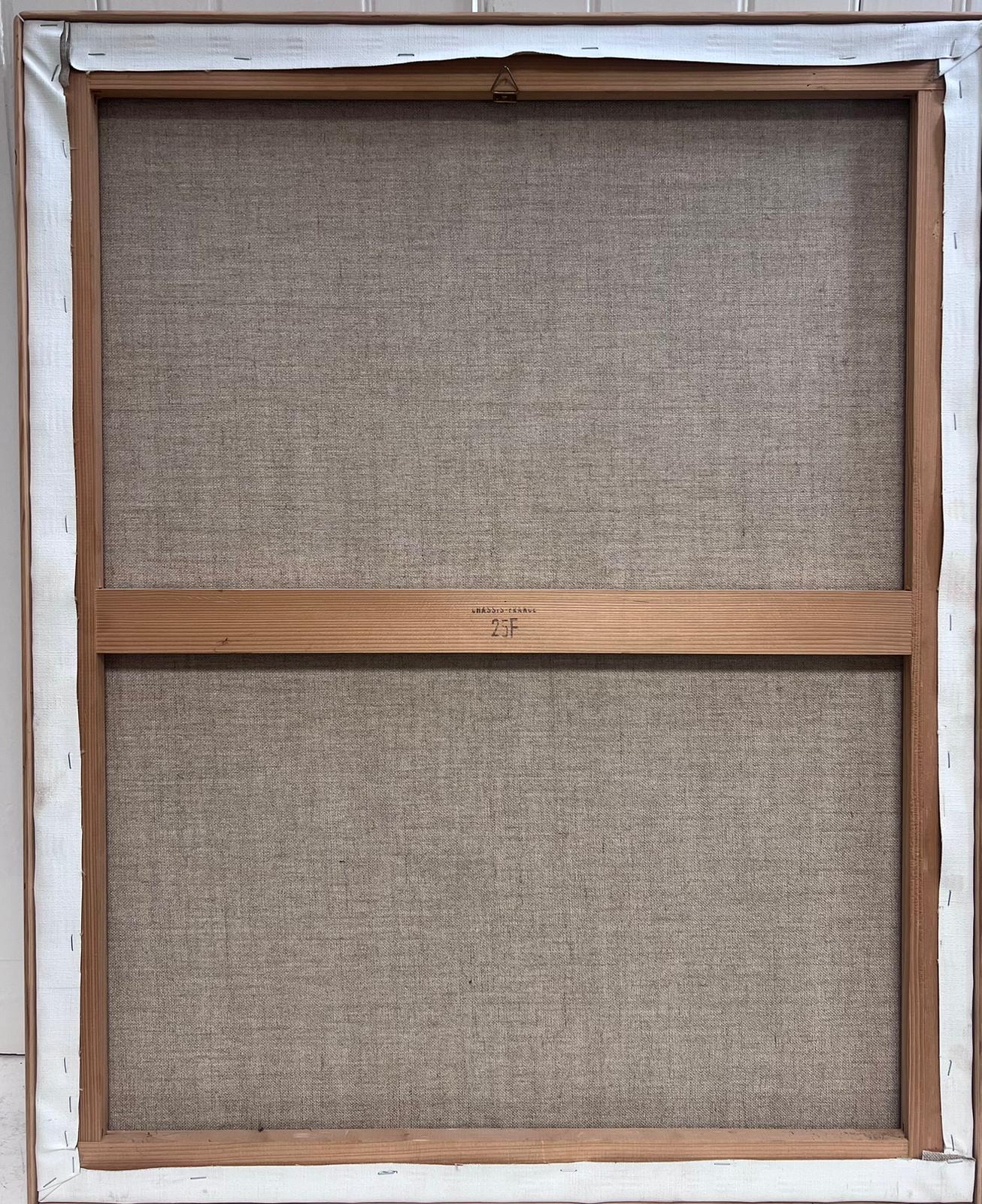 Großes abstraktes französisches surrealistisches Ölgemälde in Schwarz, Ocker, Beige, Creme und Creme im Angebot 1