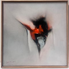 Red & Black French Abstract Expressionist Surrealist Oil Painting 20th century