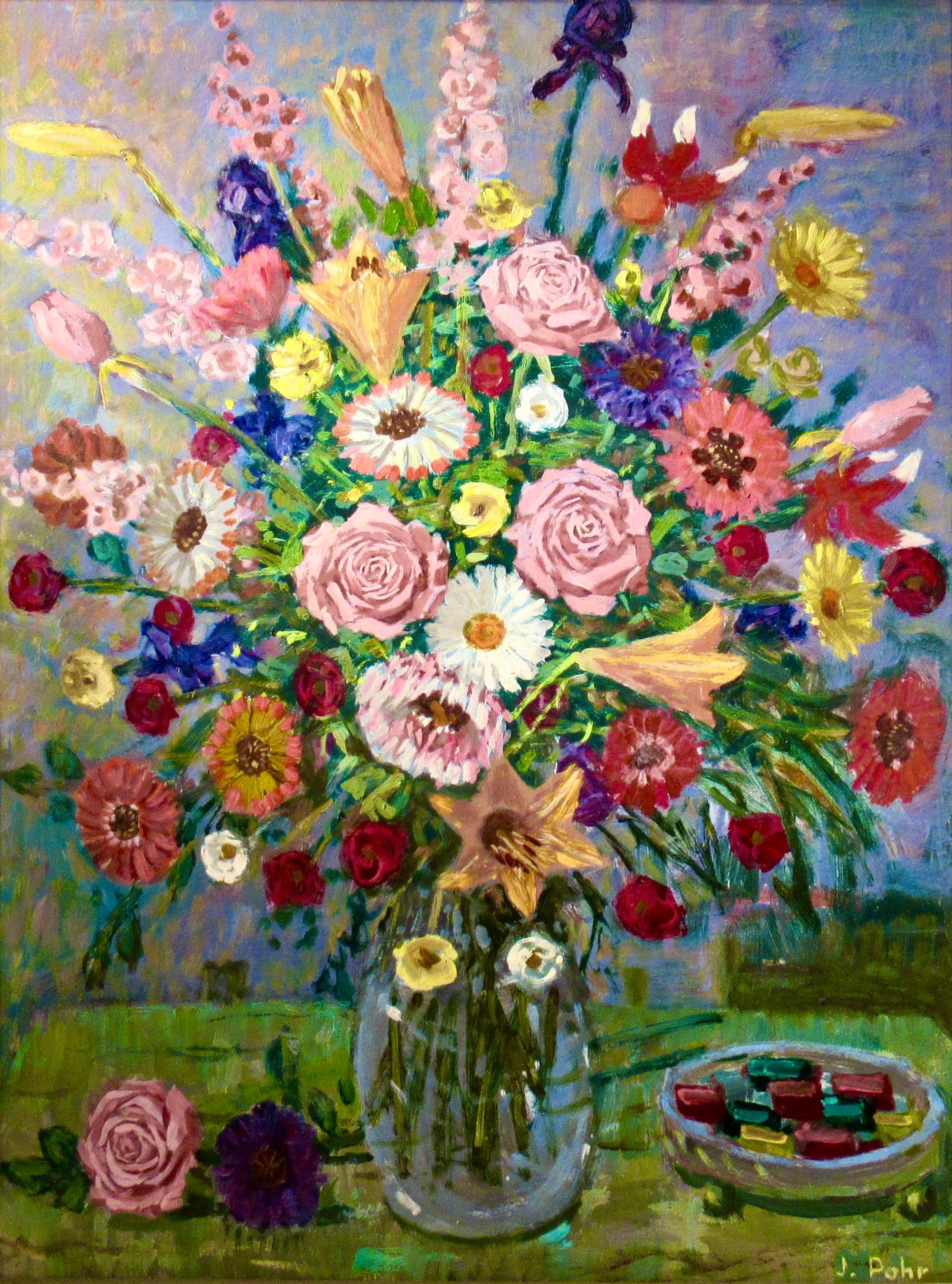 Stilleben mit Blumenstrauß – Painting von jack pohr