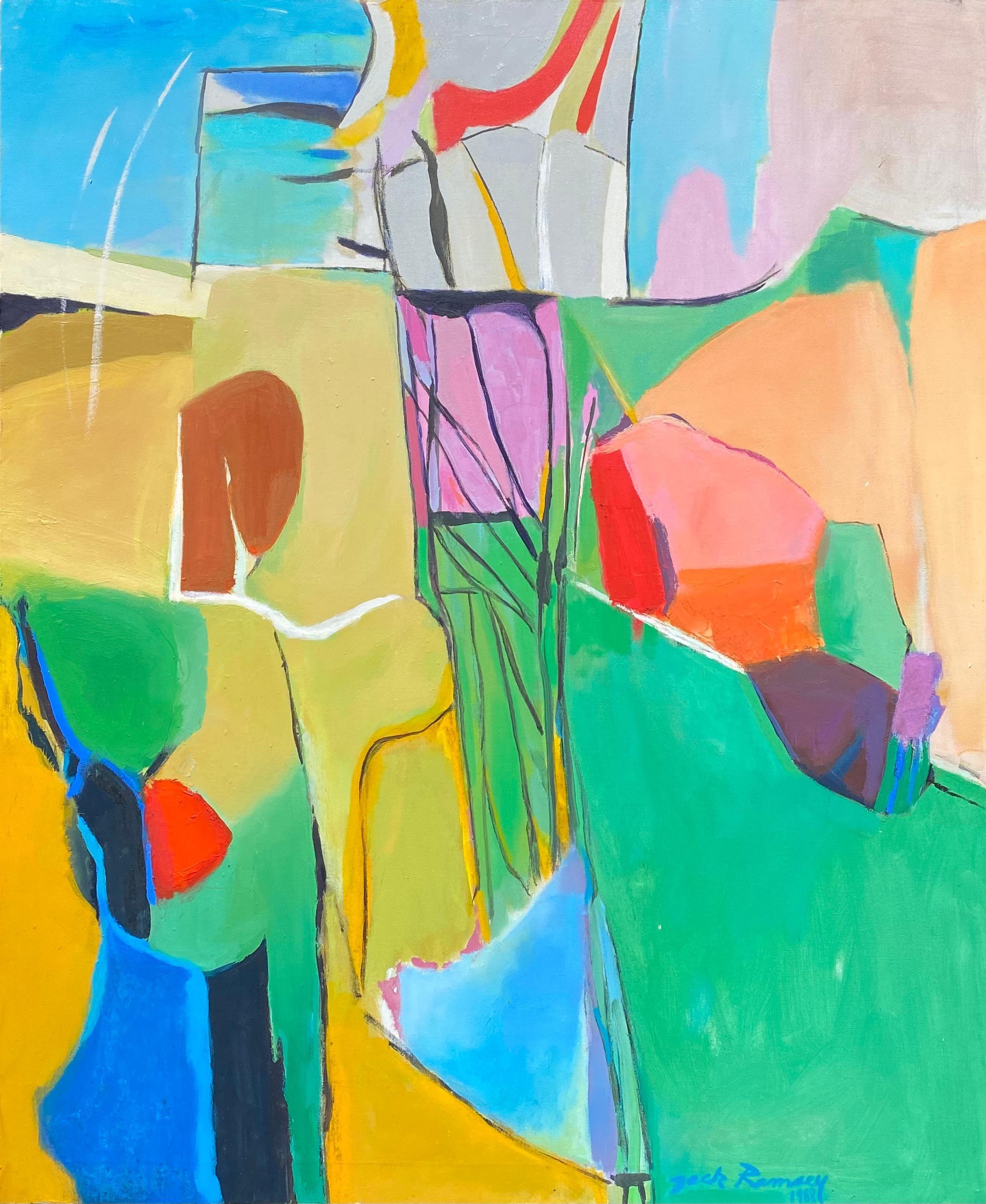 “Arroyo Spring” - Beige Abstract Painting by Jack Ramsey