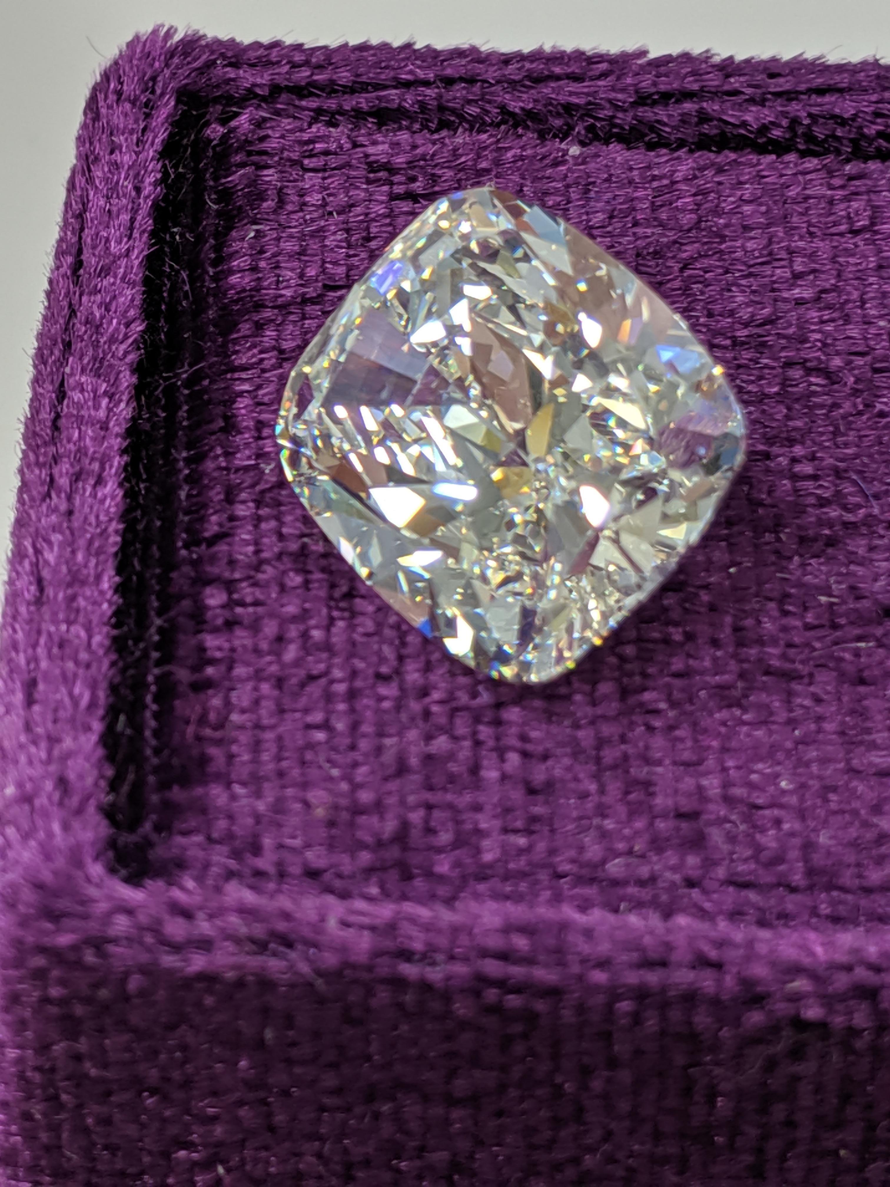 Contemporary Jack Reiss 9.58 Carat Antique Cut Cushion Diamond K VS1 GIA