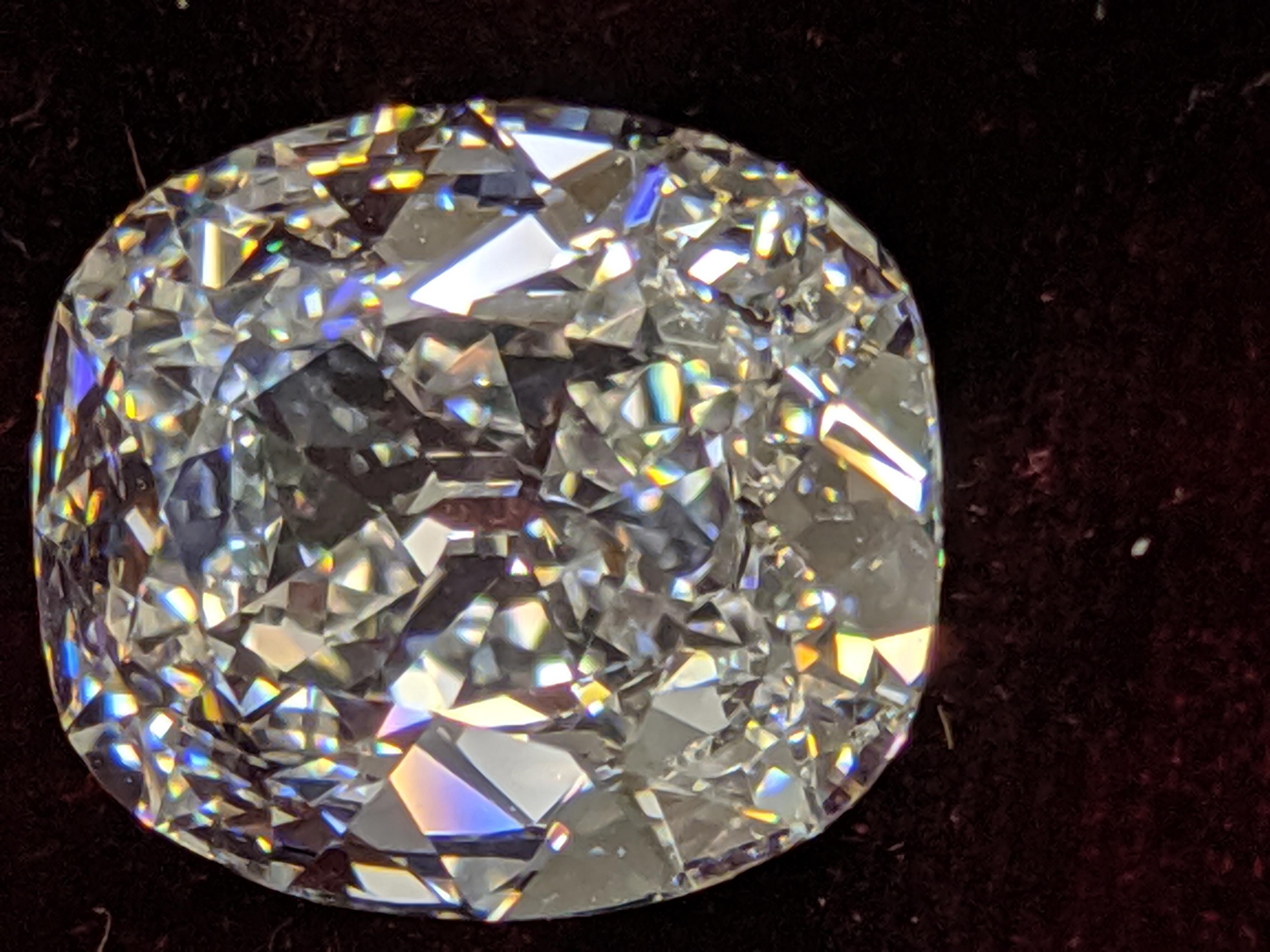 This astoundingly beautiful Cushion Cut diamond is photographed unmounted and in a temporary frame awaiting your desire to create a spectacular piece of important jewelry.  The GIA Report is included for this 6.27 carat F color VS1 clarity diamond