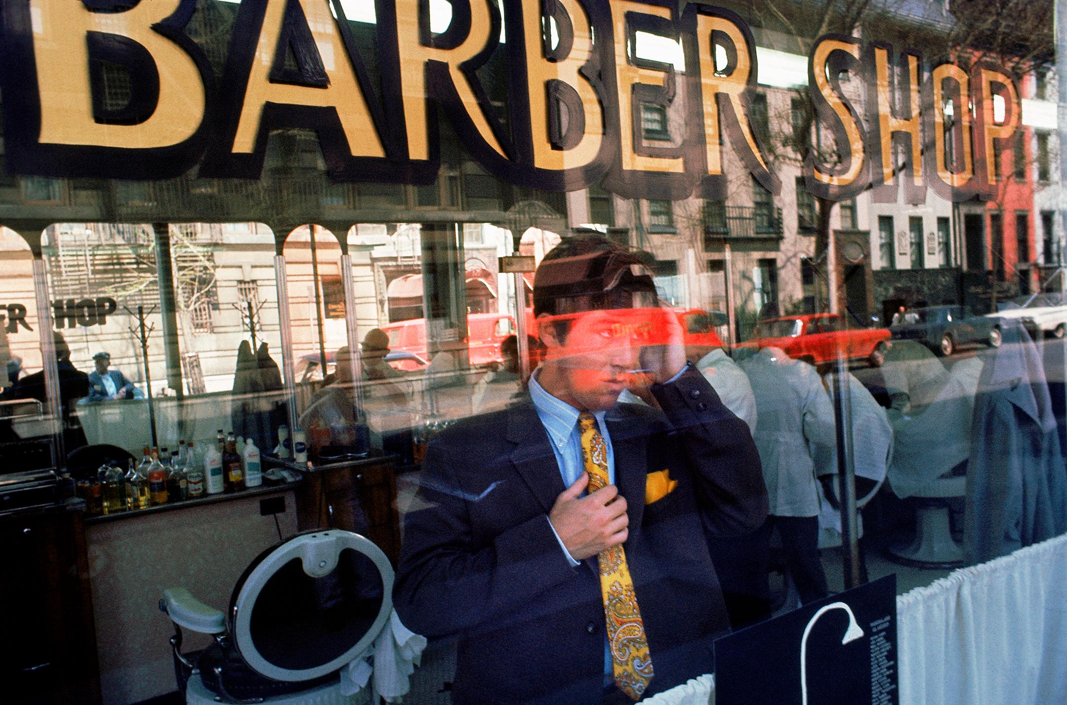 Jack Robinson Color Photograph - Barber Shop Reflection