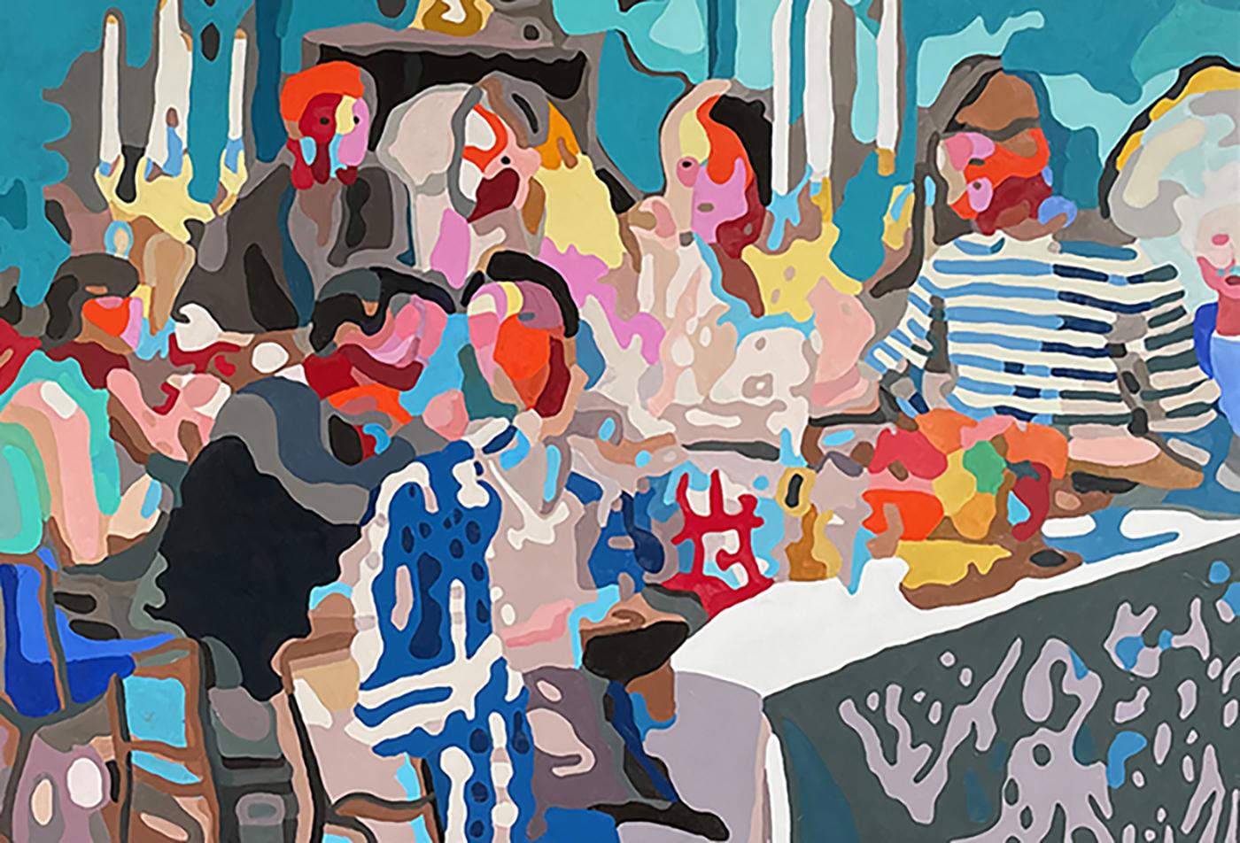 Dinner with the Artist - Contemporary Painting by Jack Rosenberg