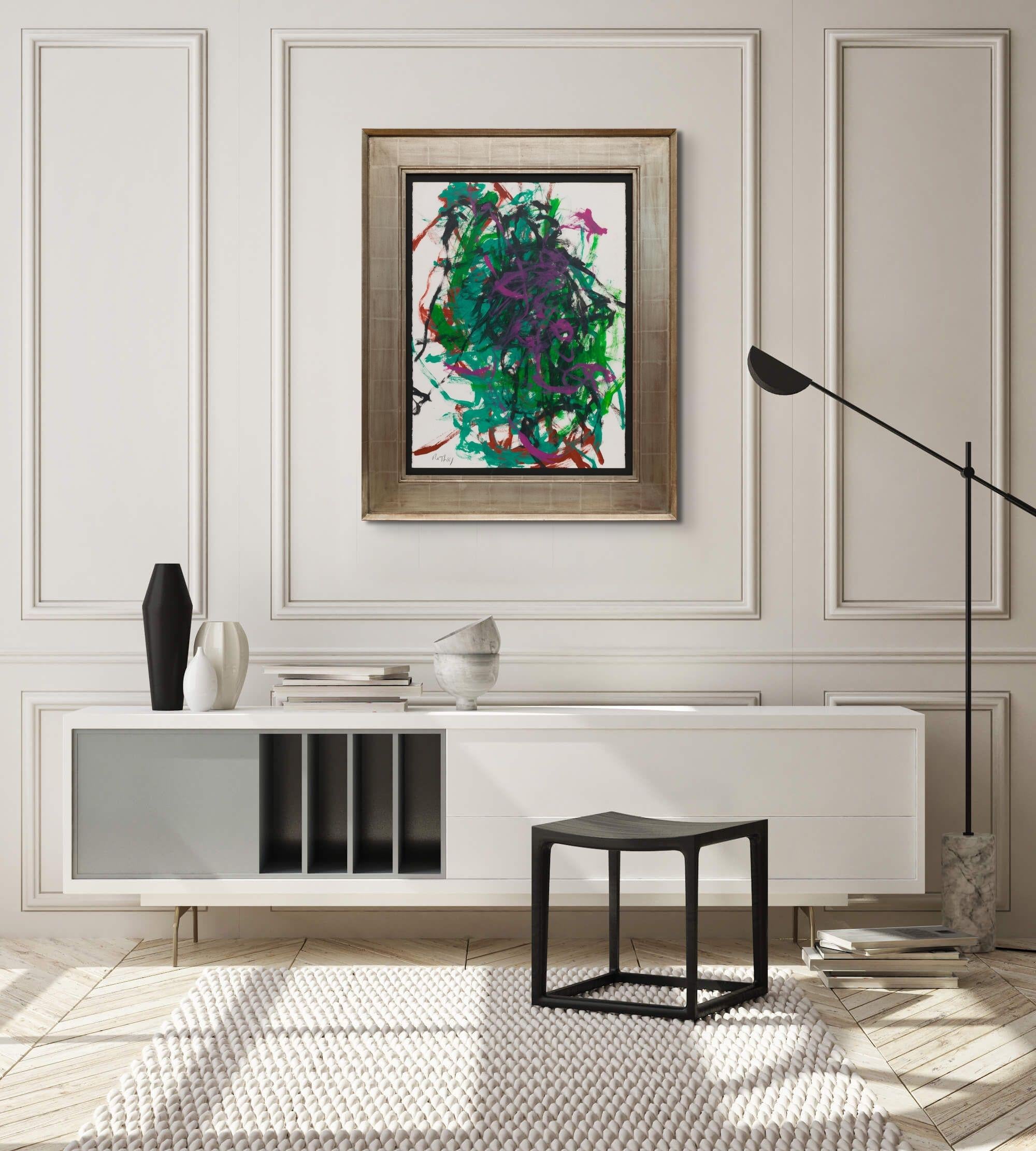 abstract modern expressionist in Green and Purple For Sale 2