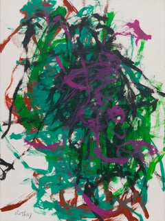 abstract modern expressionist in Green and Purple