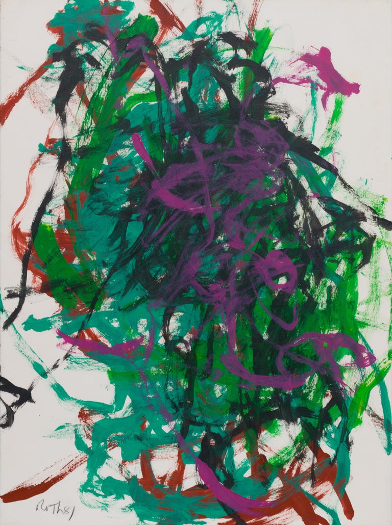 abstract modern expressionist in Green and Purple - Painting by Jack Roth