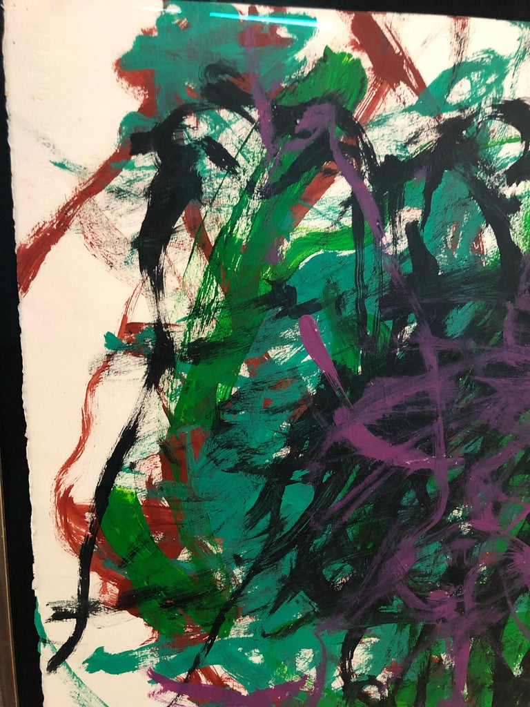 abstract modern expressionist in Green and Purple - Gray Abstract Painting by Jack Roth