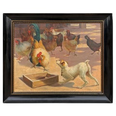 Jack Russel in the farmyard – Frantisek Novotnik oil on Canvas