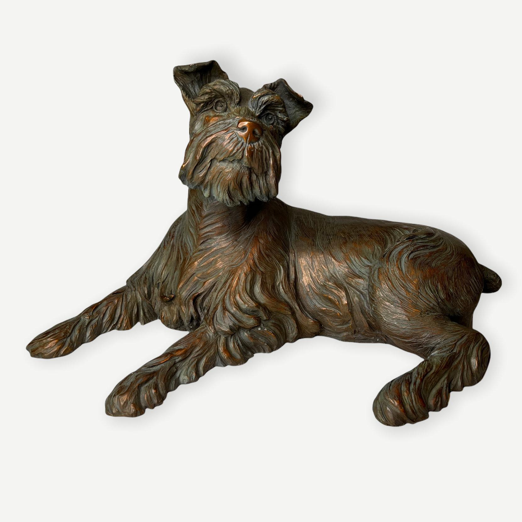 Jack Russell Terrier patinated bronze sculpture, signed G.L (or S.L.) Clark, 4/25, Santa Fe Bronze.