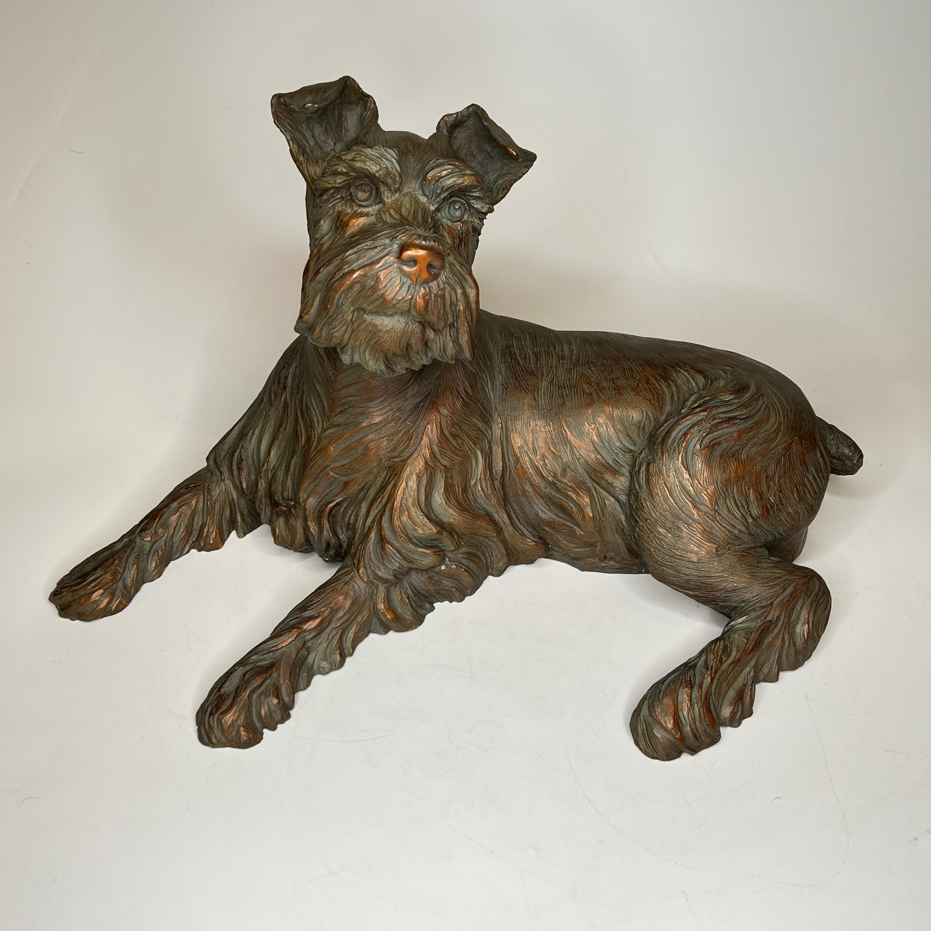 Jack Russell Terrier patinated bronze sculpture, signed G.L (or S.L.) Clark, 4/25, Santa Fe Bronze.