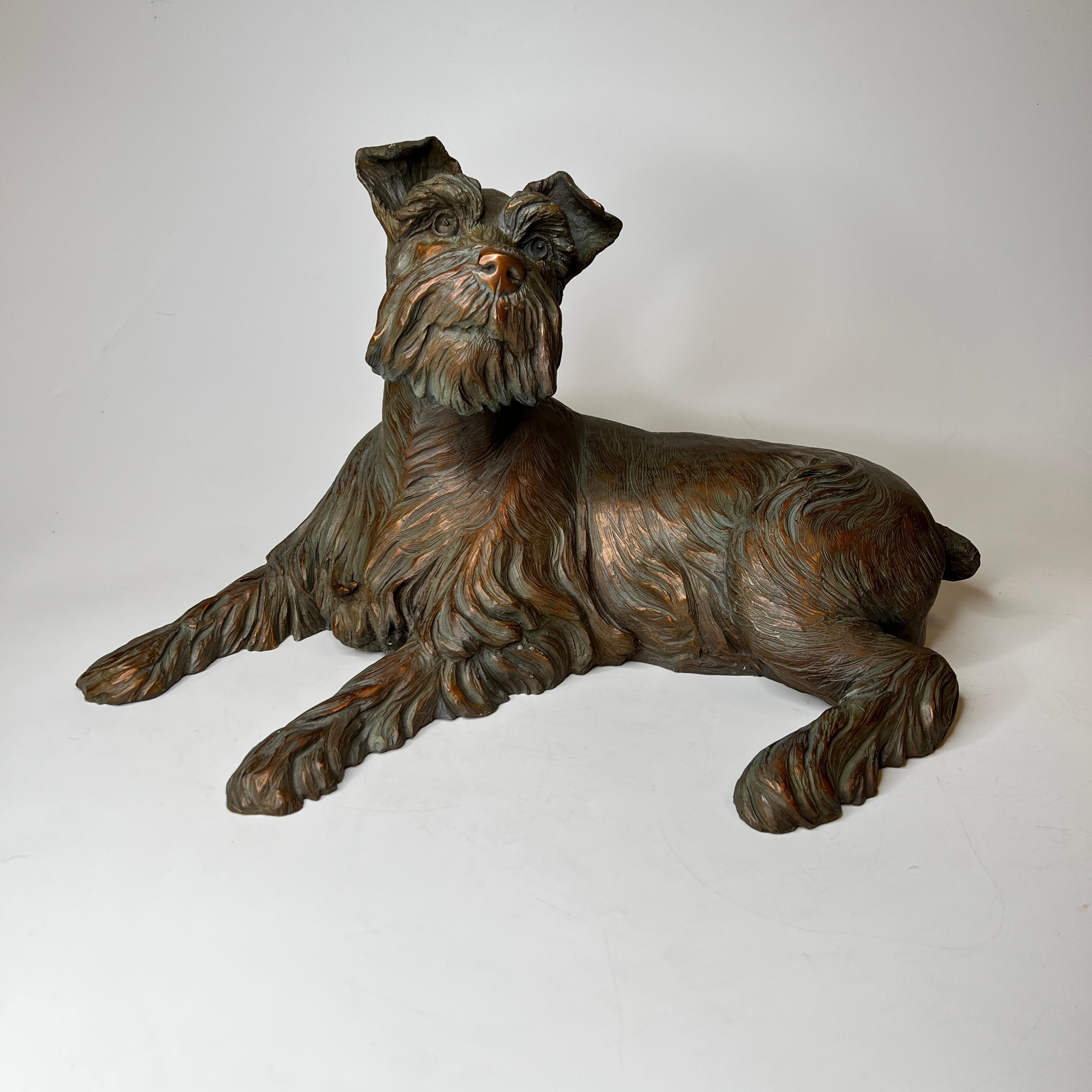 Jack Russell Terrier Patinated Bronze Sculpture In Excellent Condition In New York, NY