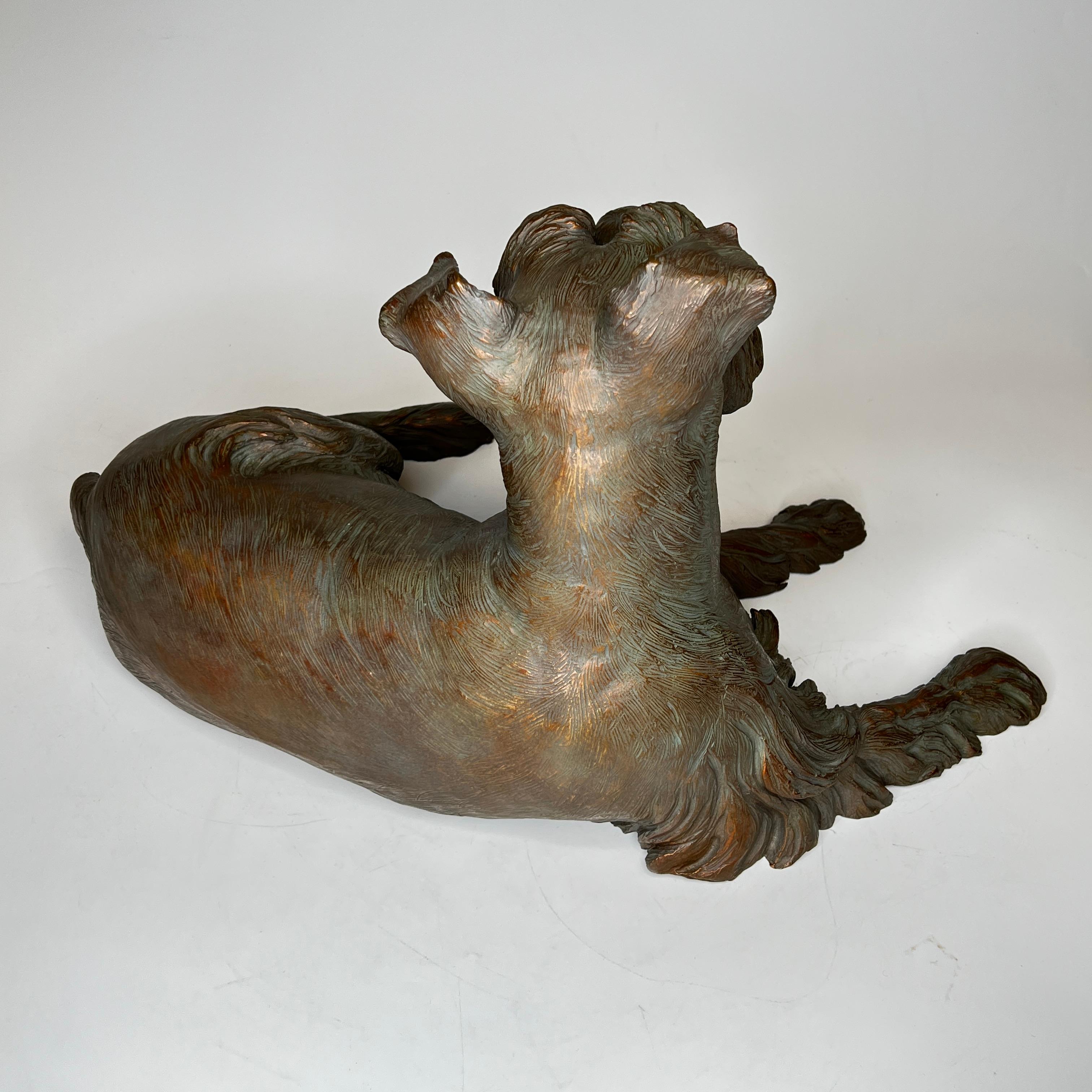 Jack Russell Terrier Patinated Bronze Sculpture In Excellent Condition In New York, NY