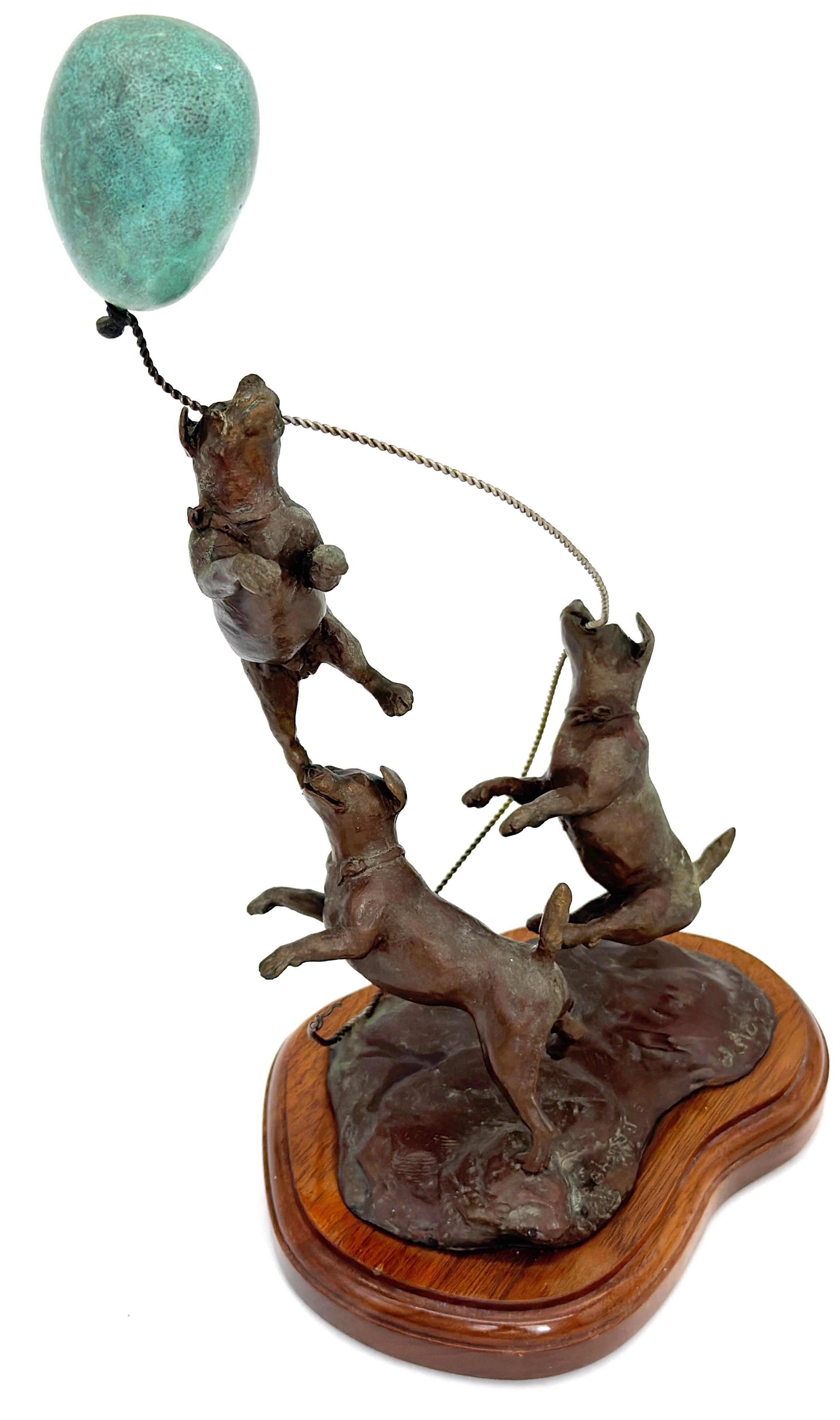 Moderno 'Jack Russell con palloncino' , Scultura in bronzo di T. Fredrick, 1992, #3 di 26 in vendita