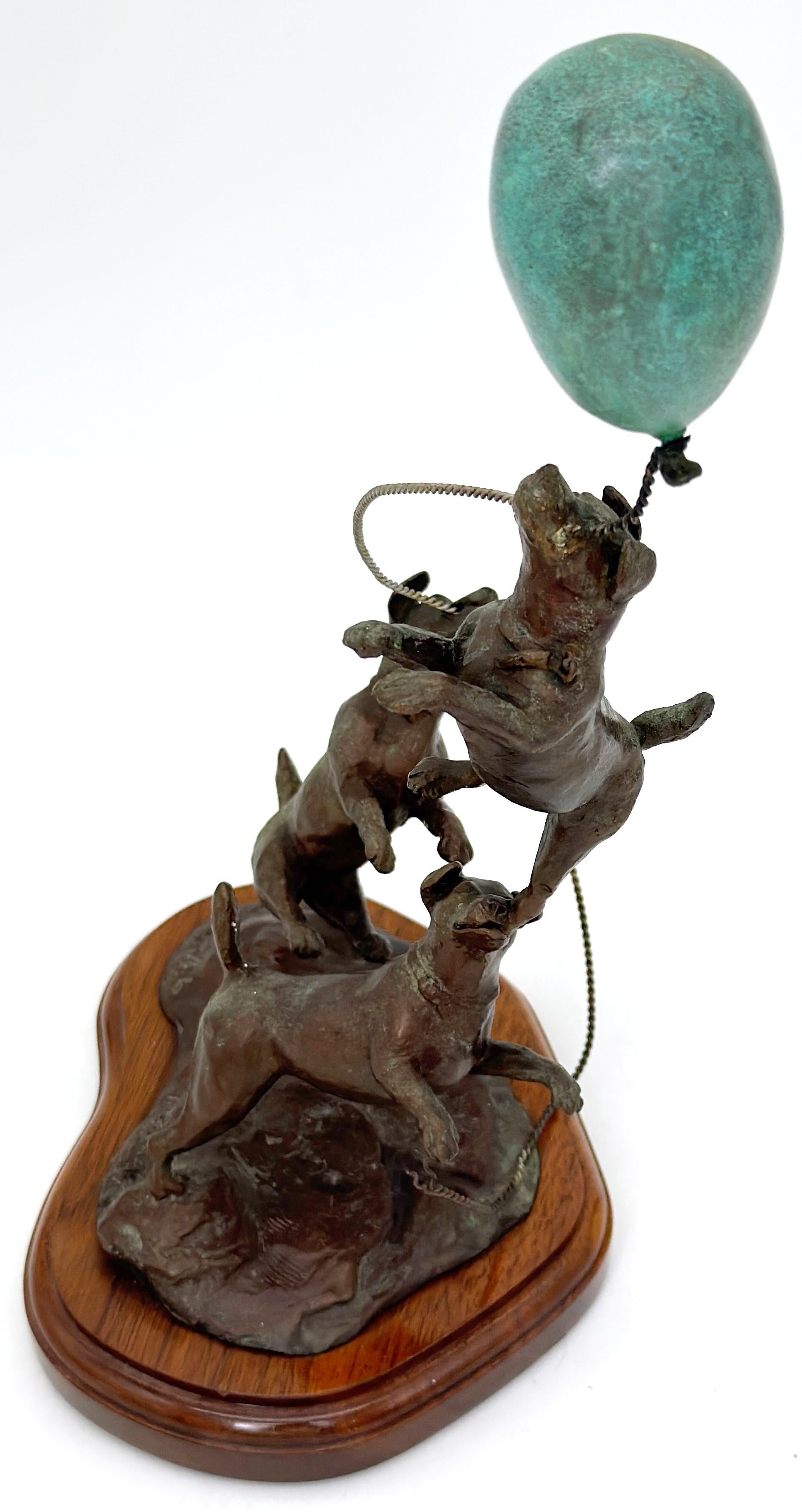 Americano 'Jack Russell con palloncino' , Scultura in bronzo di T. Fredrick, 1992, #3 di 26 in vendita