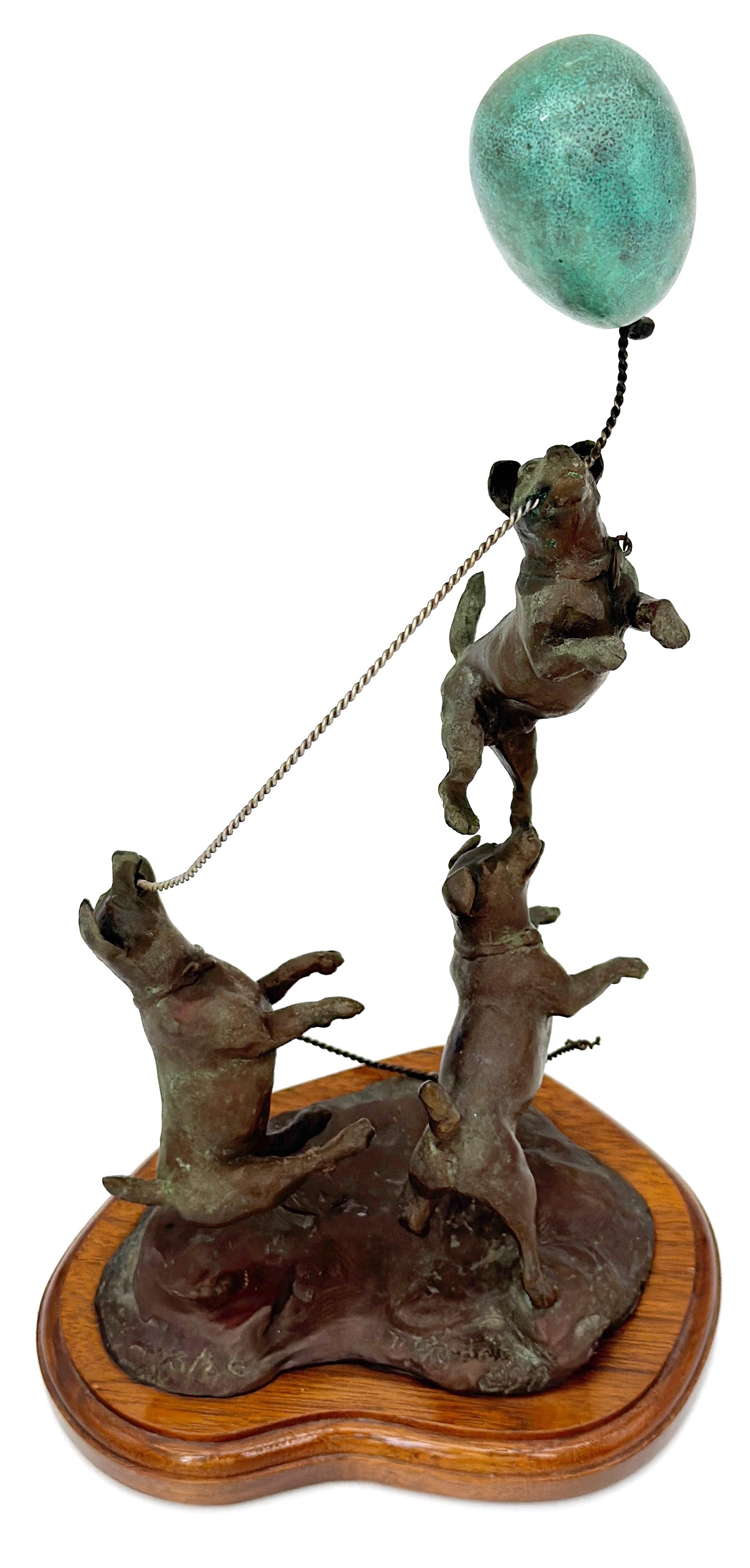 Bronzo 'Jack Russell con palloncino' , Scultura in bronzo di T. Fredrick, 1992, #3 di 26 in vendita