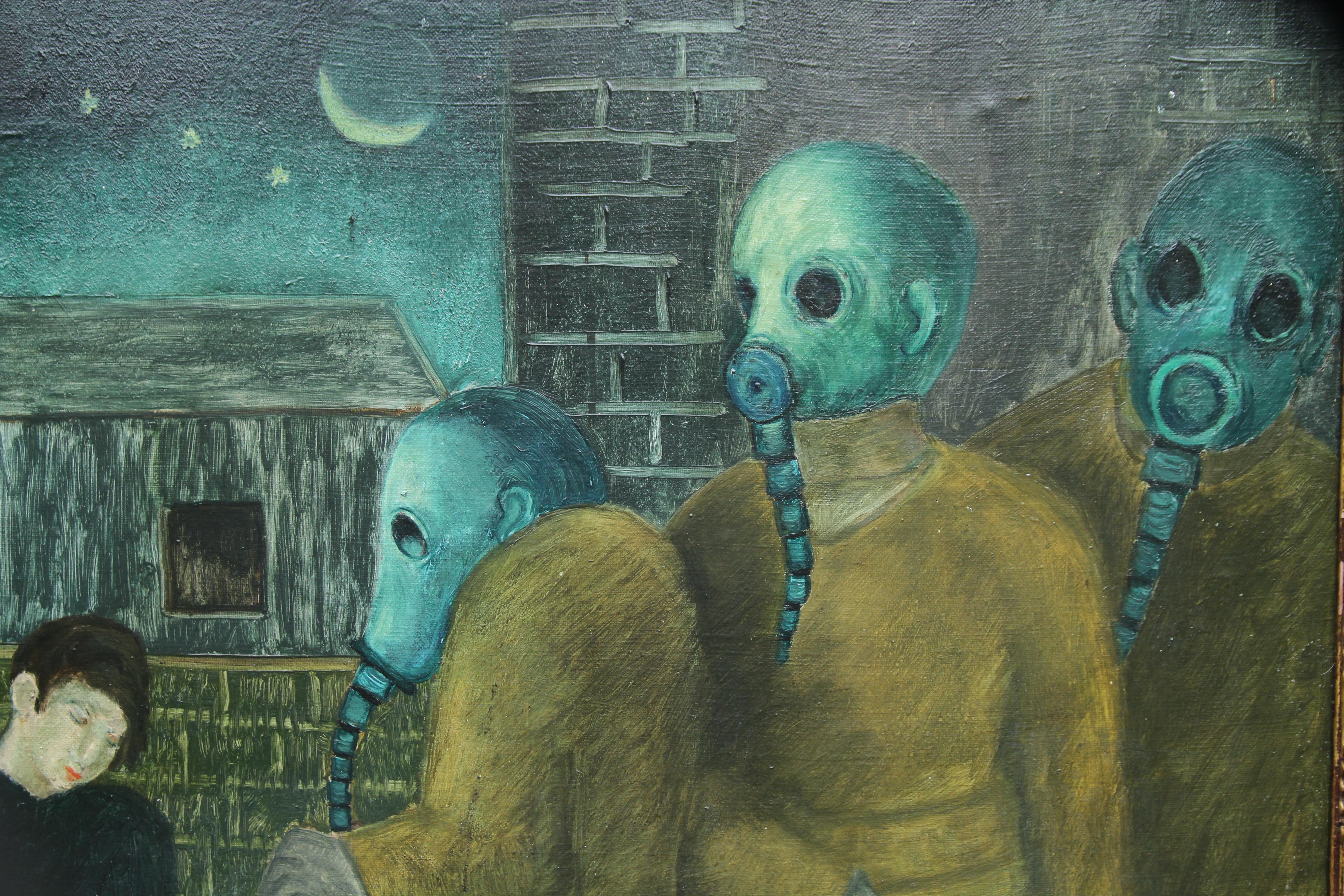 Muerte de los jóvenes 1938 - arte británico figurativo Surrealista pintura al óleo en venta 4
